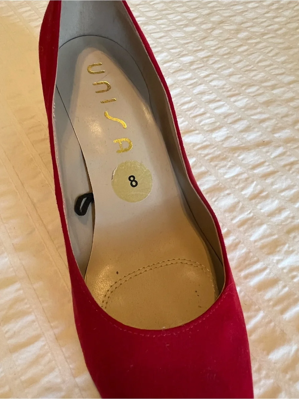 Unisa Red Pointed Block Heel Pumps